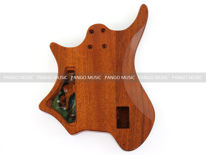 One-of-a-Kind Burl Wood Veneer Epoxy Resin 4 String Headless Electric Bass Guitar Body (H4B-009)