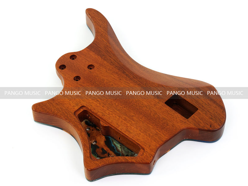 One-of-a-Kind Burl Wood Veneer Epoxy Resin 4 String Headless Electric Bass Guitar Body (H4B-009)
