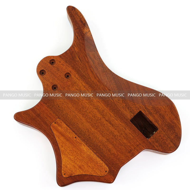 One-of-a-Kind Burl Wood Veneer Epoxy Resin 4 String Headless Electric Bass Guitar Body (H4B-010)