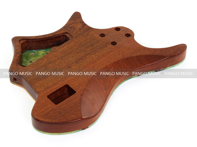 One-of-a-Kind Burl Wood Veneer Epoxy Resin 4 String Headless Electric Bass Guitar Body (H4B-011)