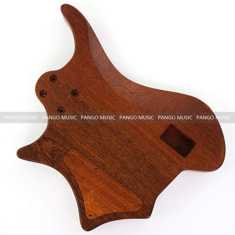 One-of-a-Kind Burl Wood Veneer Epoxy Resin 4 String Headless Electric Bass Guitar Body (H4B-011)