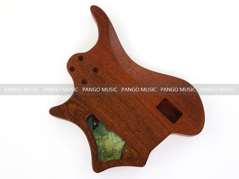 One-of-a-Kind Burl Wood Veneer Epoxy Resin 4 String Headless Electric Bass Guitar Body (H4B-011)