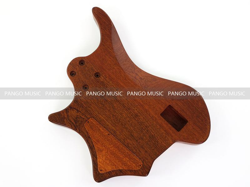One-of-a-Kind Burl Wood Veneer Epoxy Resin 4 String Headless Electric Bass Guitar Body (H4B-011)