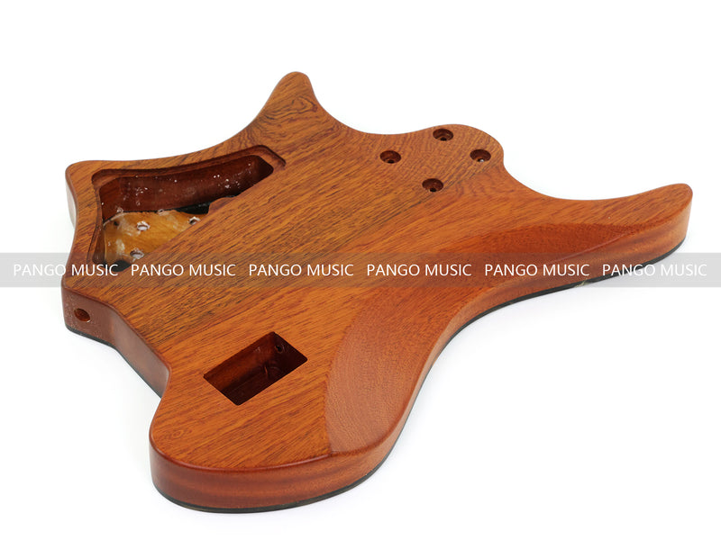 One-of-a-Kind Burl Wood Veneer Epoxy Resin 4 String Headless Electric Bass Guitar Body (H4B-012)
