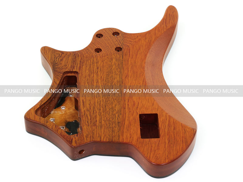 One-of-a-Kind Burl Wood Veneer Epoxy Resin 4 String Headless Electric Bass Guitar Body (H4B-012)