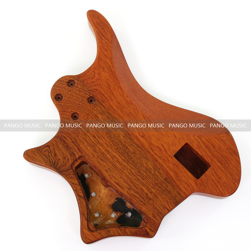 One-of-a-Kind Burl Wood Veneer Epoxy Resin 4 String Headless Electric Bass Guitar Body (H4B-012)
