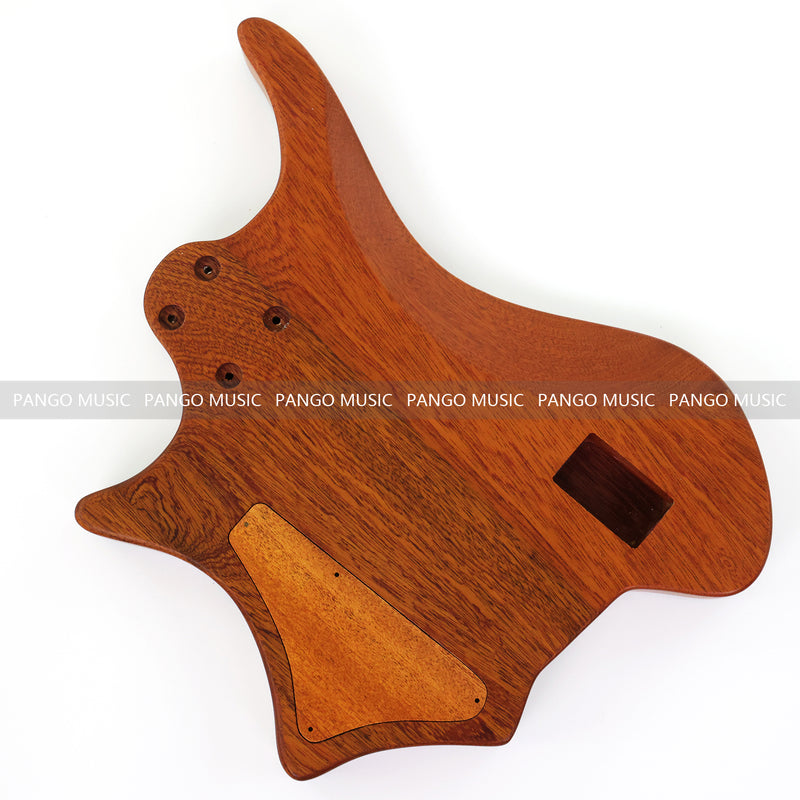 One-of-a-Kind Burl Wood Veneer Epoxy Resin 4 String Headless Electric Bass Guitar Body (H4B-012)