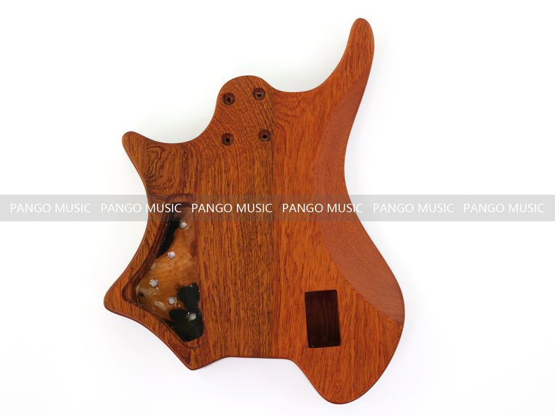 One-of-a-Kind Burl Wood Veneer Epoxy Resin 4 String Headless Electric Bass Guitar Body (H4B-012)