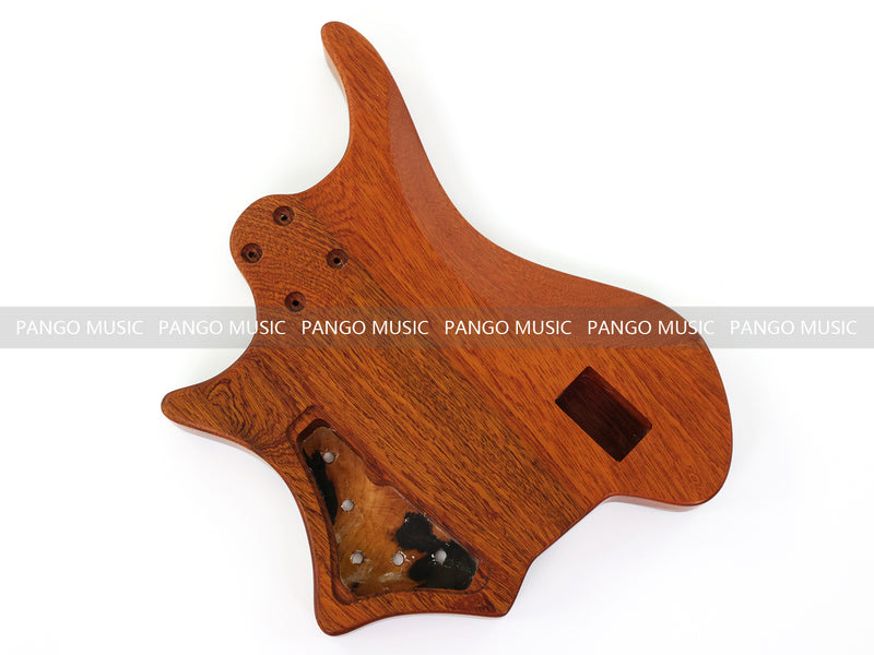 One-of-a-Kind Burl Wood Veneer Epoxy Resin 4 String Headless Electric Bass Guitar Body (H4B-012)