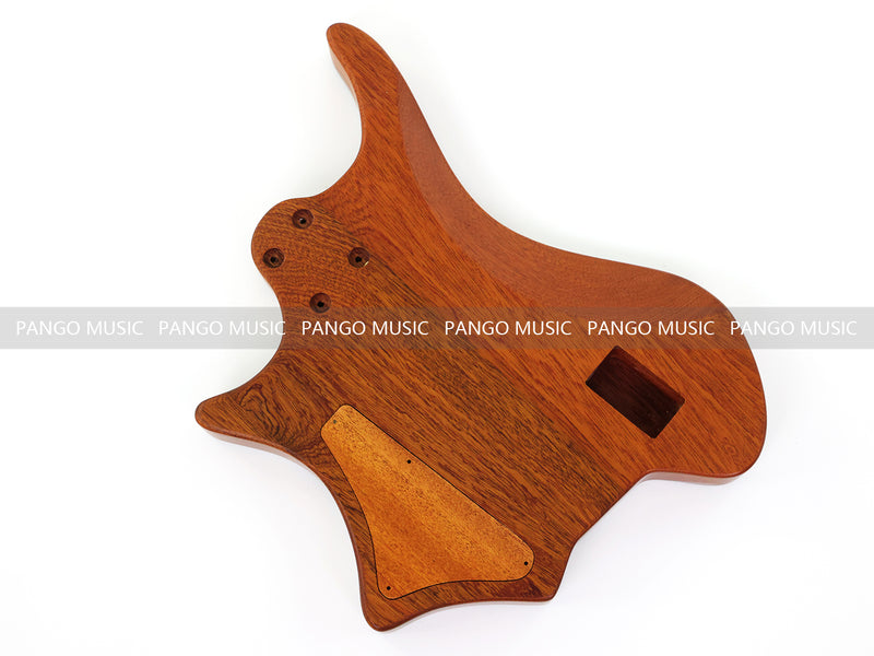 One-of-a-Kind Burl Wood Veneer Epoxy Resin 4 String Headless Electric Bass Guitar Body (H4B-012)