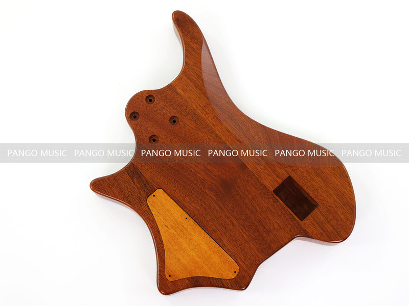One-of-a-Kind Burl Wood Veneer Epoxy Resin 4 String Headless Electric Bass Guitar Body (H4B-013)