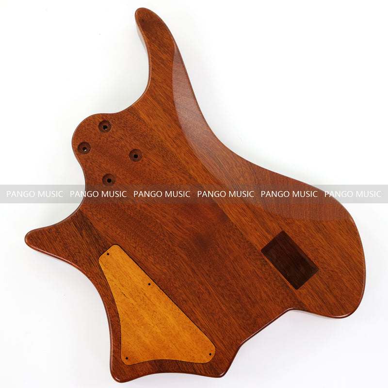One-of-a-Kind Burl Wood Veneer Epoxy Resin 4 String Headless Electric Bass Guitar Body (H4B-013)