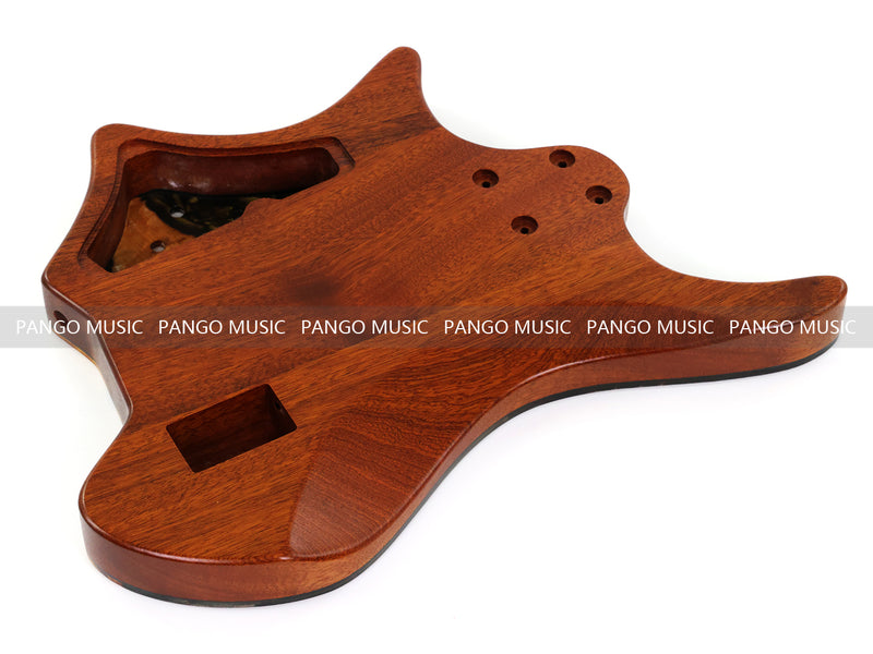 One-of-a-Kind Burl Wood Veneer Epoxy Resin 4 String Headless Electric Bass Guitar Body (H4B-013)