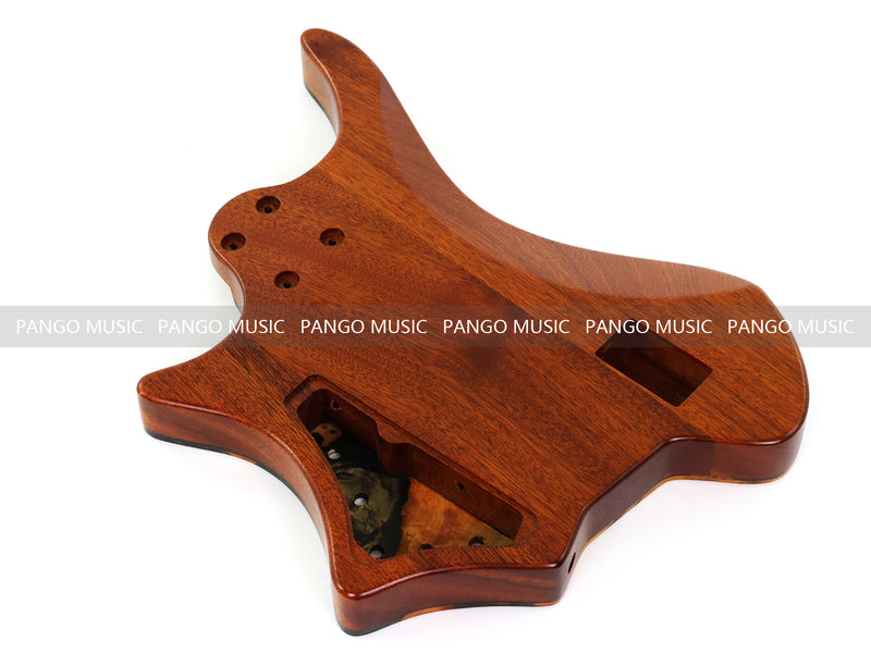 One-of-a-Kind Burl Wood Veneer Epoxy Resin 4 String Headless Electric Bass Guitar Body (H4B-013)