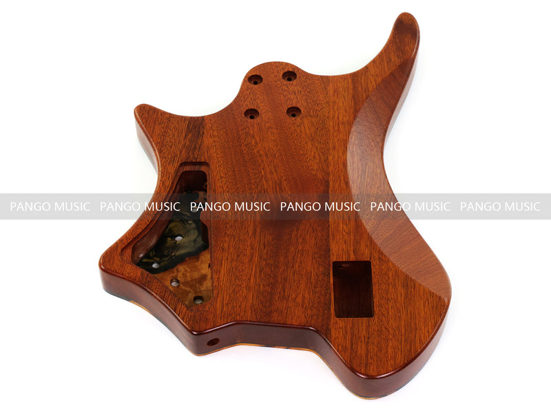 One-of-a-Kind Burl Wood Veneer Epoxy Resin 4 String Headless Electric Bass Guitar Body (H4B-013)