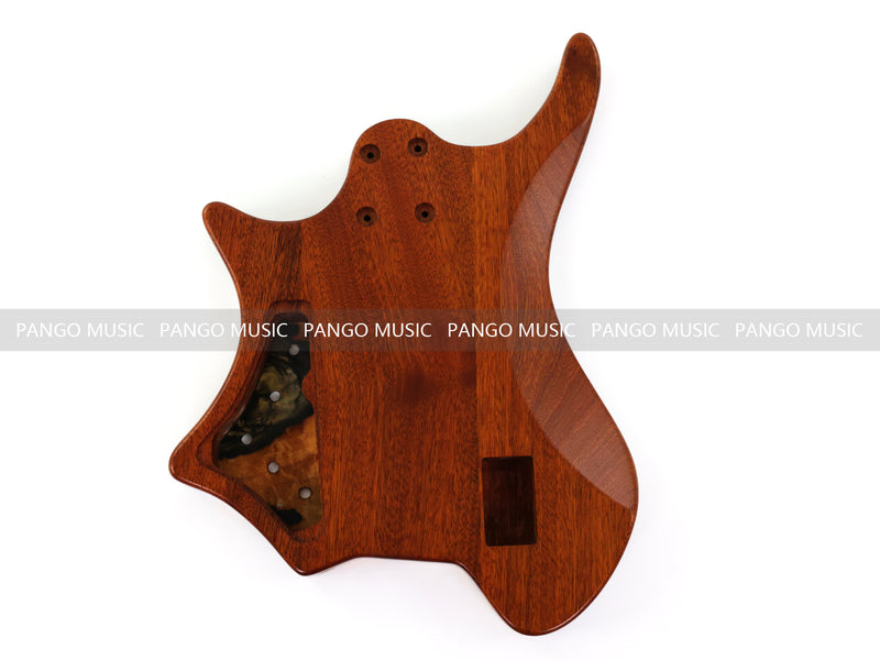 One-of-a-Kind Burl Wood Veneer Epoxy Resin 4 String Headless Electric Bass Guitar Body (H4B-013)