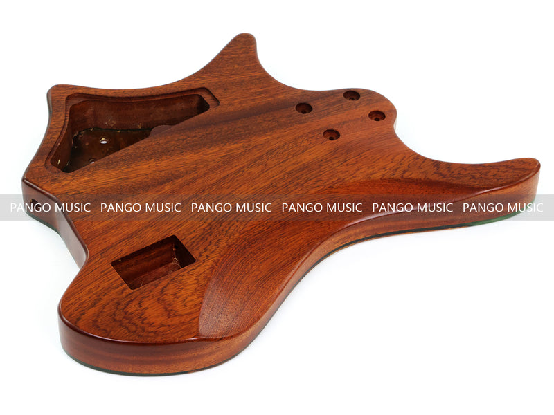 One-of-a-Kind Burl Wood Veneer Epoxy Resin 4 String Headless Electric Bass Guitar Body (H4B-014)
