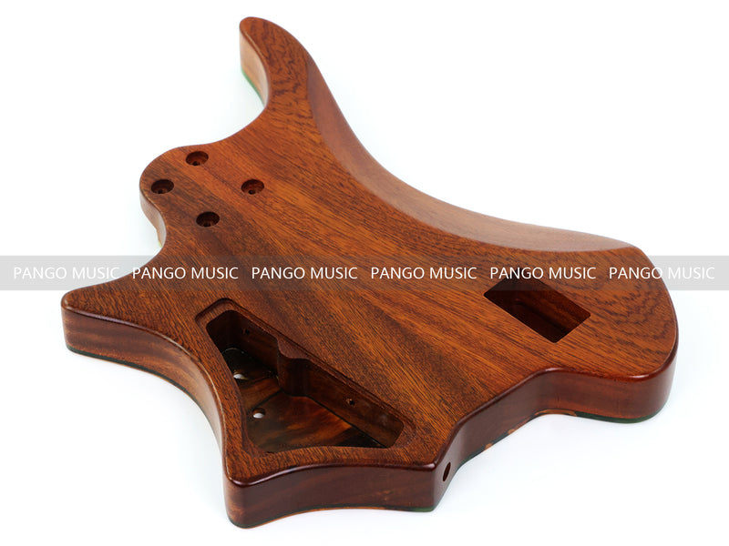 One-of-a-Kind Burl Wood Veneer Epoxy Resin 4 String Headless Electric Bass Guitar Body (H4B-014)
