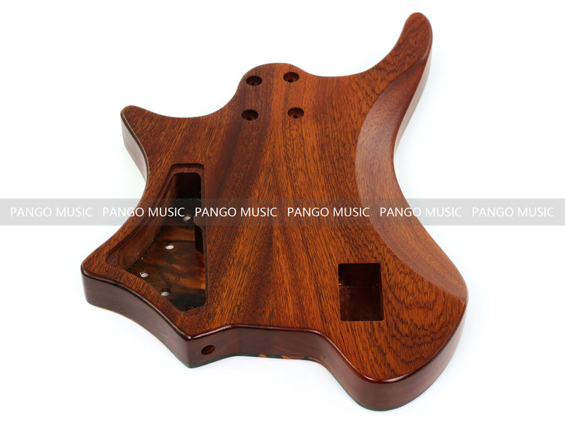 One-of-a-Kind Burl Wood Veneer Epoxy Resin 4 String Headless Electric Bass Guitar Body (H4B-014)