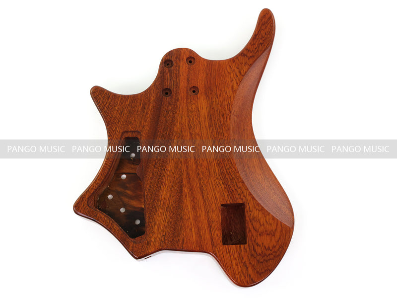 One-of-a-Kind Burl Wood Veneer Epoxy Resin 4 String Headless Electric Bass Guitar Body (H4B-014)