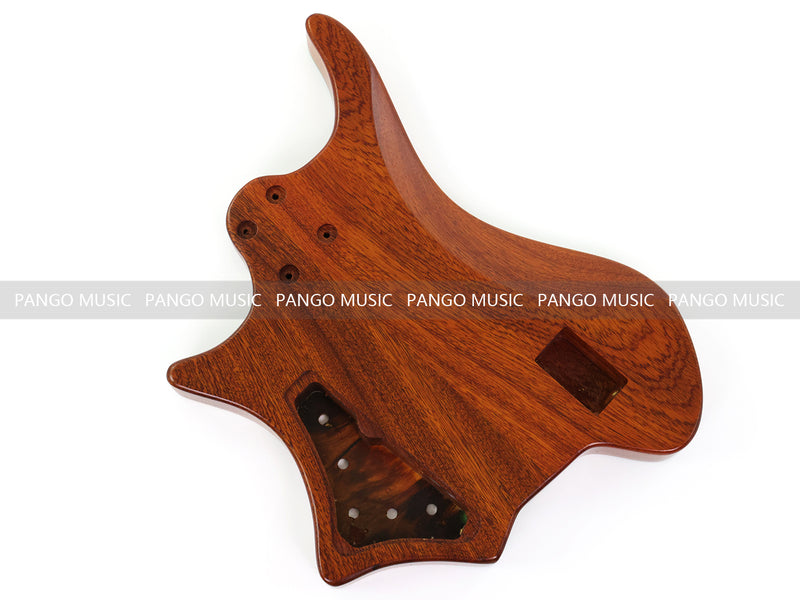 One-of-a-Kind Burl Wood Veneer Epoxy Resin 4 String Headless Electric Bass Guitar Body (H4B-014)
