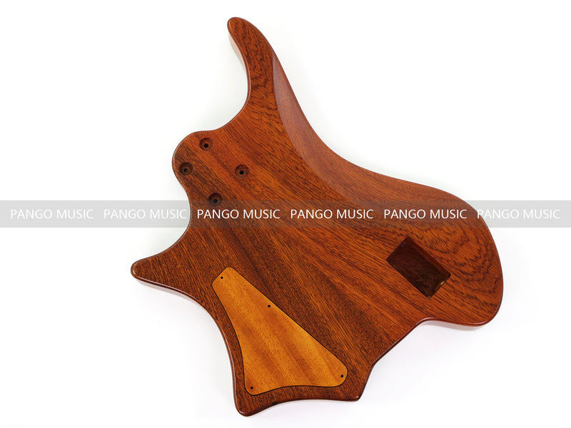One-of-a-Kind Burl Wood Veneer Epoxy Resin 4 String Headless Electric Bass Guitar Body (H4B-014)