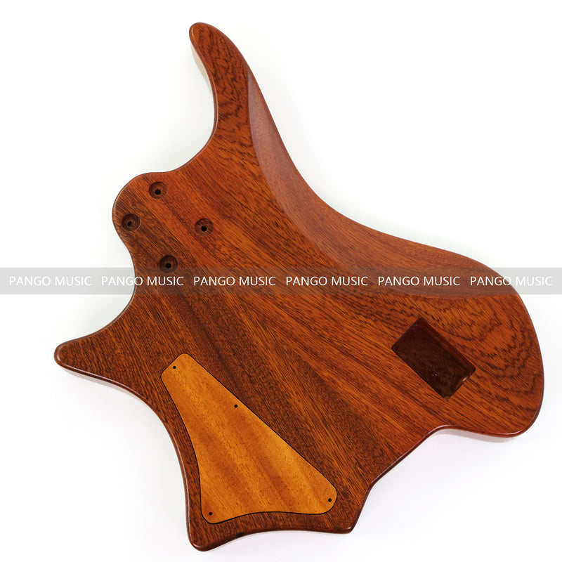 One-of-a-Kind Burl Wood Veneer Epoxy Resin 4 String Headless Electric Bass Guitar Body (H4B-014)