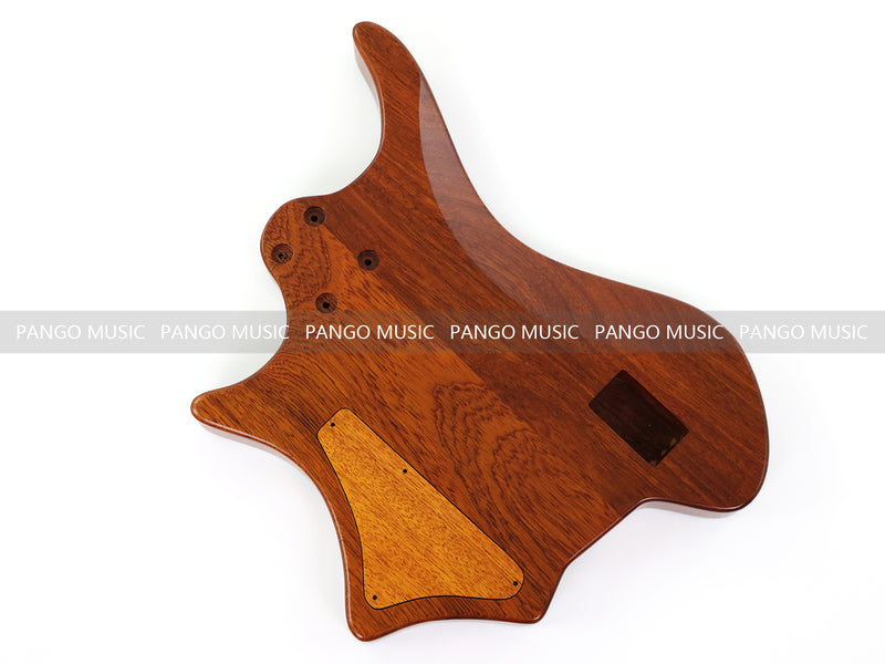 One-of-a-Kind Burl Wood Veneer Epoxy Resin 4 String Headless Electric Bass Guitar Body (H4B-015)
