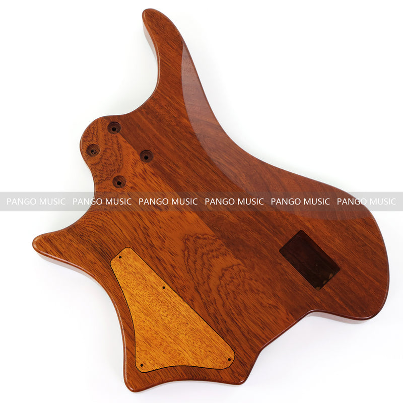 One-of-a-Kind Burl Wood Veneer Epoxy Resin 4 String Headless Electric Bass Guitar Body (H4B-015)