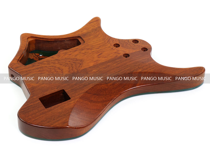 One-of-a-Kind Burl Wood Veneer Epoxy Resin 4 String Headless Electric Bass Guitar Body (H4B-015)
