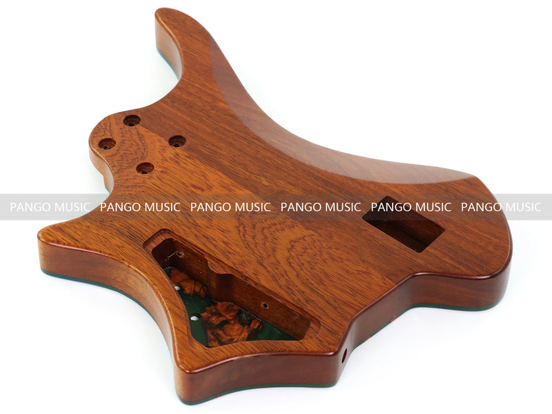 One-of-a-Kind Burl Wood Veneer Epoxy Resin 4 String Headless Electric Bass Guitar Body (H4B-015)
