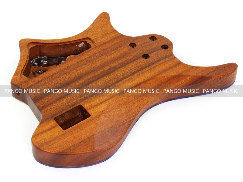 One-of-a-Kind Burl Wood Veneer Epoxy Resin 5 String Headless Electric Bass Guitar Body (H5B-001)