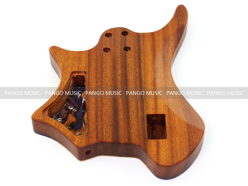 One-of-a-Kind Burl Wood Veneer Epoxy Resin 5 String Headless Electric Bass Guitar Body (H5B-001)