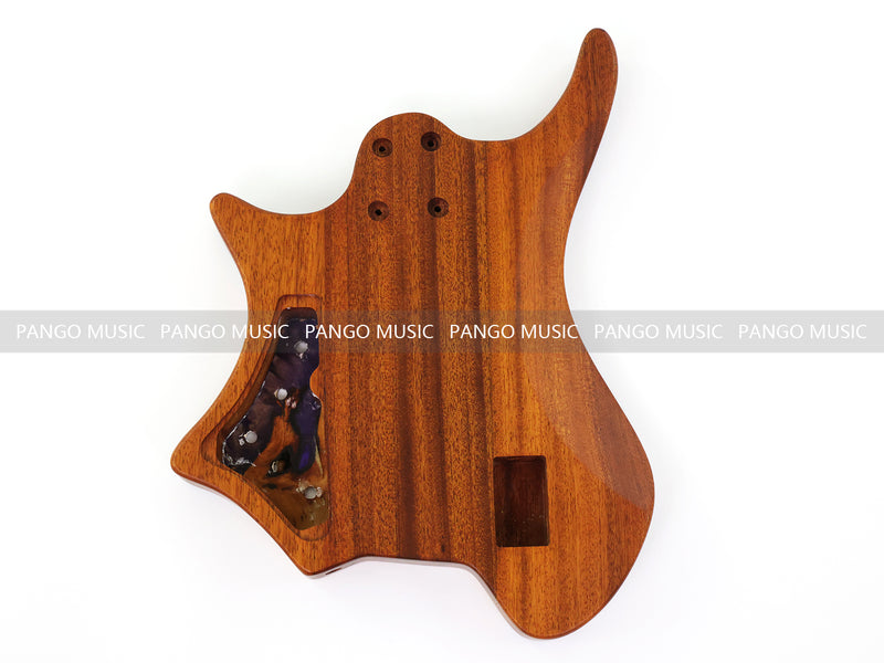 One-of-a-Kind Burl Wood Veneer Epoxy Resin 5 String Headless Electric Bass Guitar Body (H5B-001)