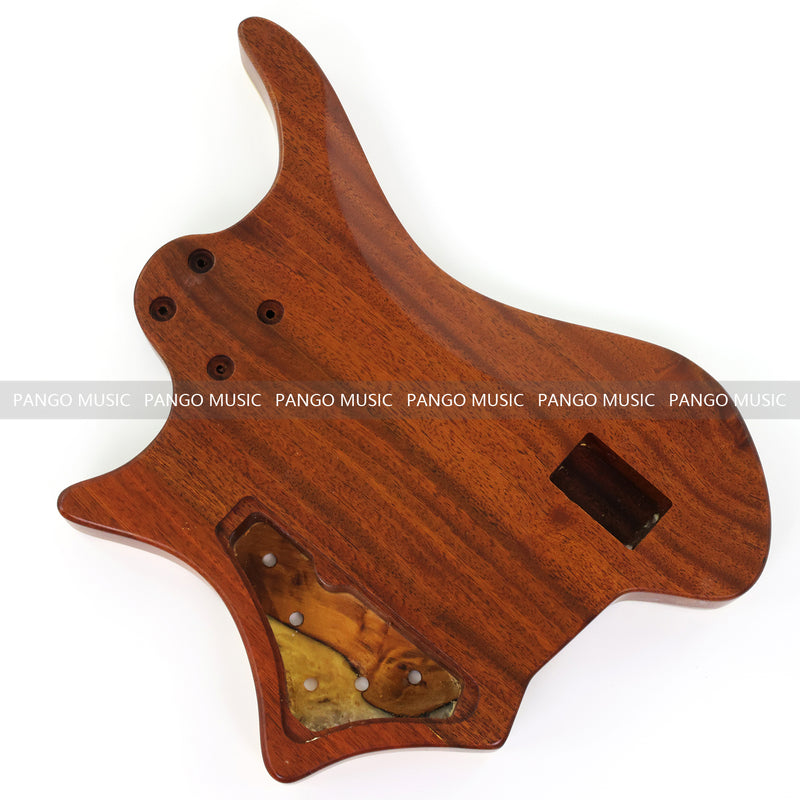 One-of-a-Kind Burl Wood Veneer Epoxy Resin 5 String Headless Electric Bass Guitar Body (H5B-003)