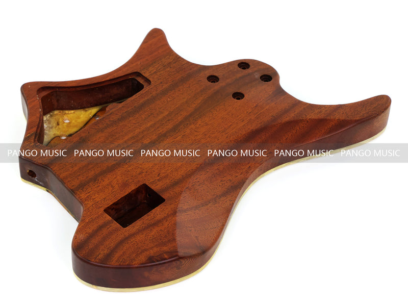 One-of-a-Kind Burl Wood Veneer Epoxy Resin 5 String Headless Electric Bass Guitar Body (H5B-003)