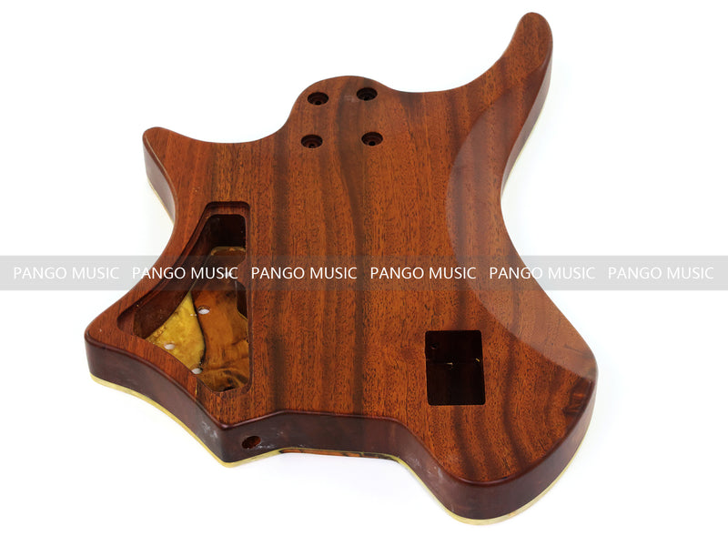 One-of-a-Kind Burl Wood Veneer Epoxy Resin 5 String Headless Electric Bass Guitar Body (H5B-003)