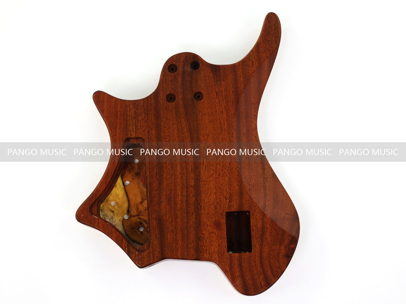 One-of-a-Kind Burl Wood Veneer Epoxy Resin 5 String Headless Electric Bass Guitar Body (H5B-003)