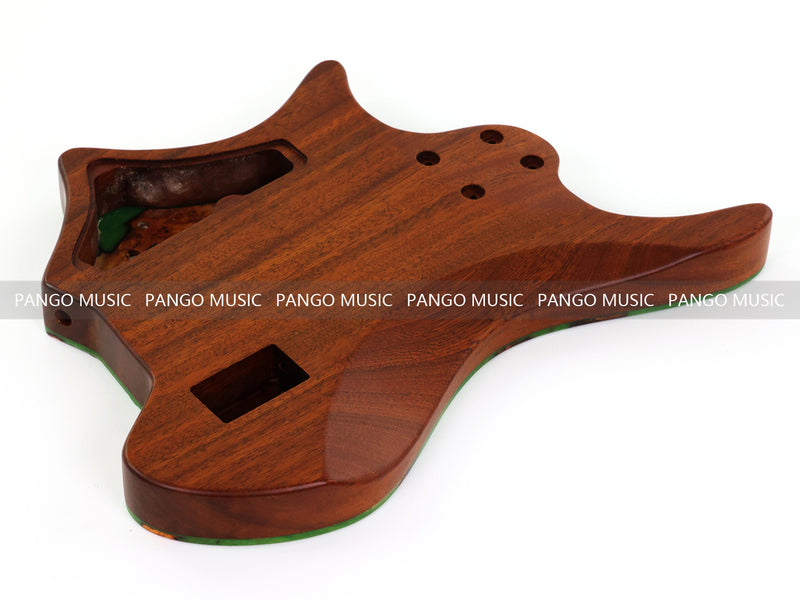 One-of-a-Kind Burl Wood Veneer Epoxy Resin 5 String Headless Electric Bass Guitar Body (H5B-004)