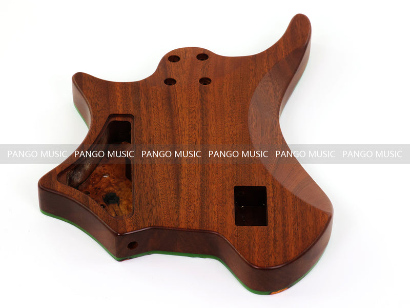 One-of-a-Kind Burl Wood Veneer Epoxy Resin 5 String Headless Electric Bass Guitar Body (H5B-004)