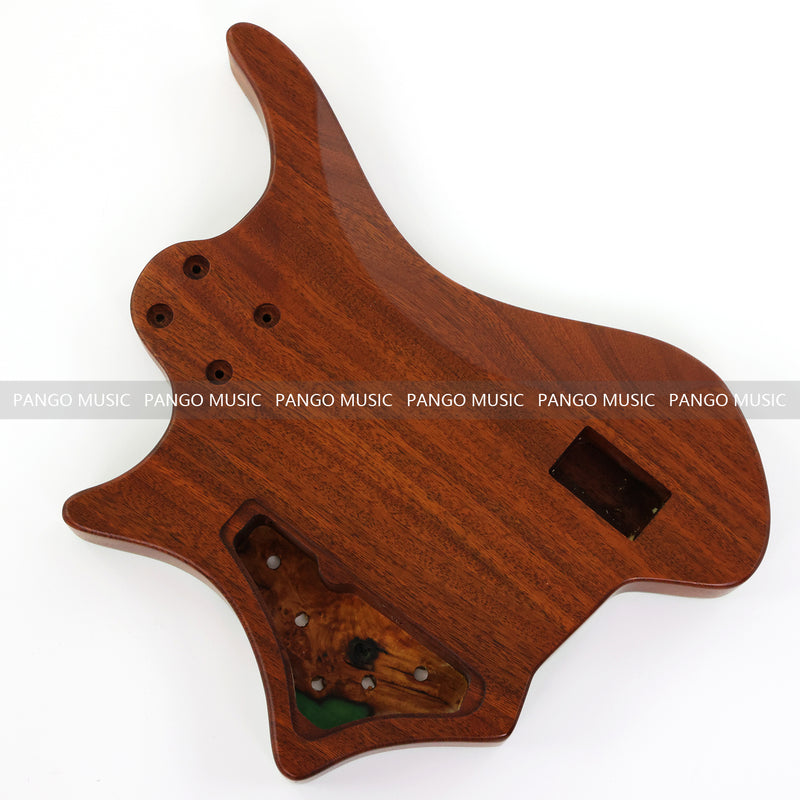One-of-a-Kind Burl Wood Veneer Epoxy Resin 5 String Headless Electric Bass Guitar Body (H5B-004)