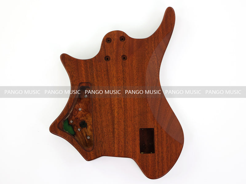 One-of-a-Kind Burl Wood Veneer Epoxy Resin 5 String Headless Electric Bass Guitar Body (H5B-004)