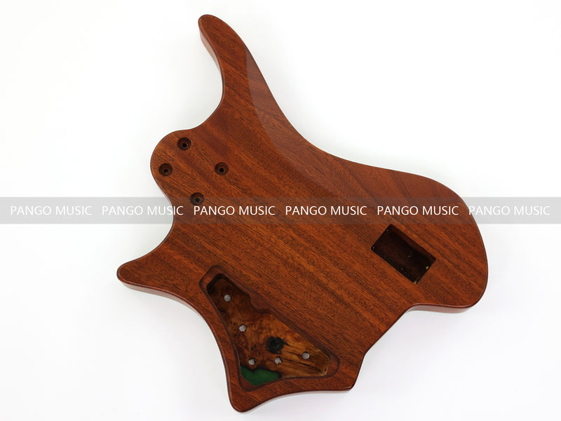 One-of-a-Kind Burl Wood Veneer Epoxy Resin 5 String Headless Electric Bass Guitar Body (H5B-004)