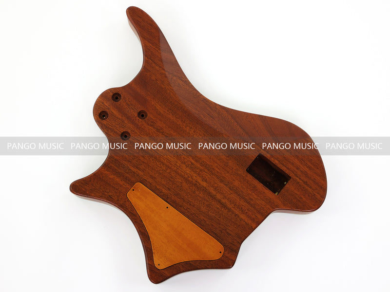 One-of-a-Kind Burl Wood Veneer Epoxy Resin 5 String Headless Electric Bass Guitar Body (H5B-004)