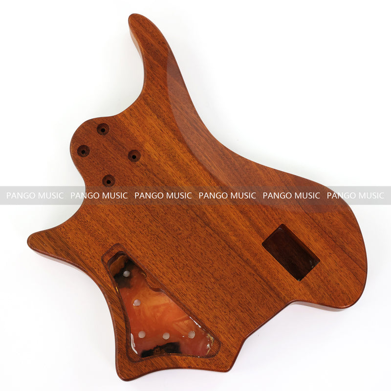One-of-a-Kind Burl Wood Veneer Epoxy Resin 5 String Headless Electric Bass Guitar Body (H5B-005)