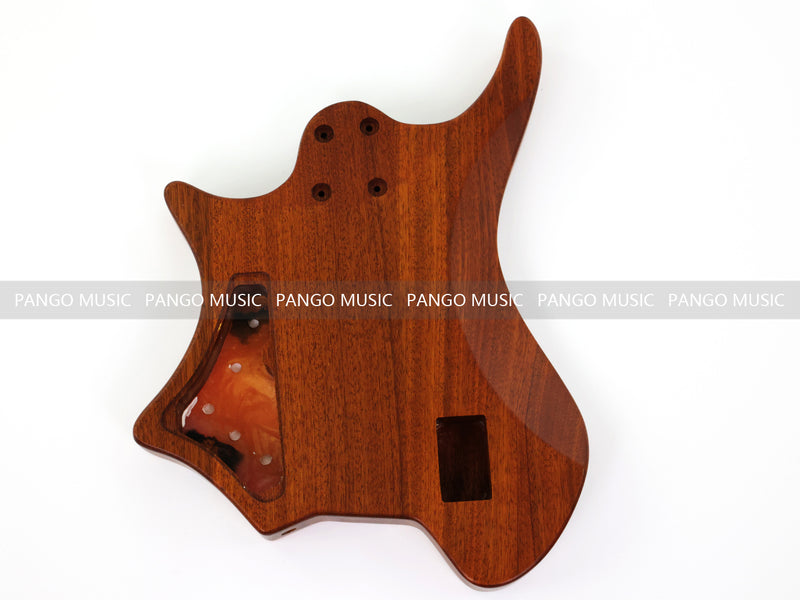 One-of-a-Kind Burl Wood Veneer Epoxy Resin 5 String Headless Electric Bass Guitar Body (H5B-005)