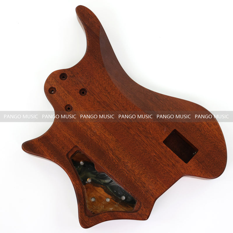 One-of-a-Kind Burl Wood Veneer Epoxy Resin 5 String Headless Electric Bass Guitar Body (H5B-006)
