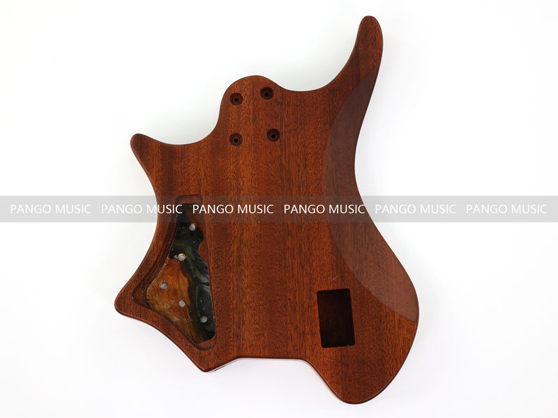 One-of-a-Kind Burl Wood Veneer Epoxy Resin 5 String Headless Electric Bass Guitar Body (H5B-006)