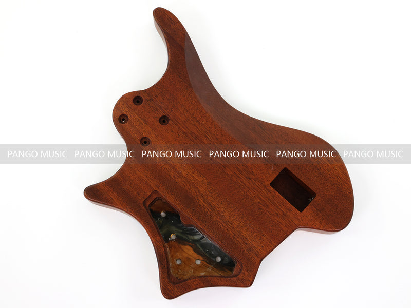 One-of-a-Kind Burl Wood Veneer Epoxy Resin 5 String Headless Electric Bass Guitar Body (H5B-006)