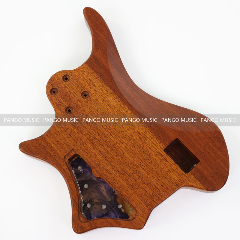 One-of-a-Kind Burl Wood Veneer Epoxy Resin 5 String Headless Electric Bass Guitar Body (H5B-007)